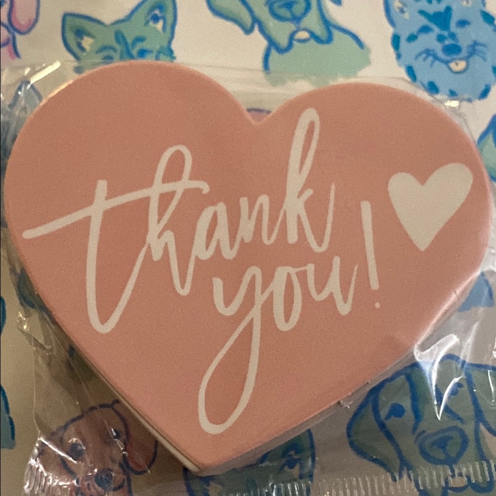 50 Count Heart-Shaped Pink Thank You Cards New